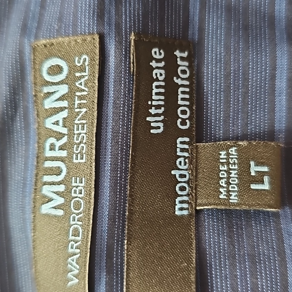 Mens Button Down Blue With Pin Strped Long Sleeve Shirt Murano Ultimate LG T